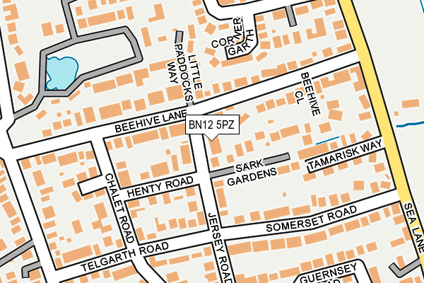 BN12 5PZ map - OS OpenMap – Local (Ordnance Survey)