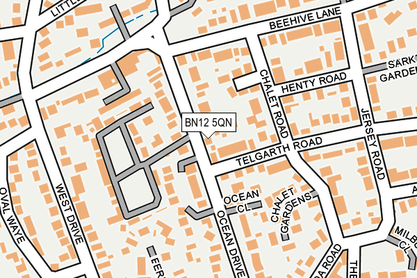 BN12 5QN map - OS OpenMap – Local (Ordnance Survey)