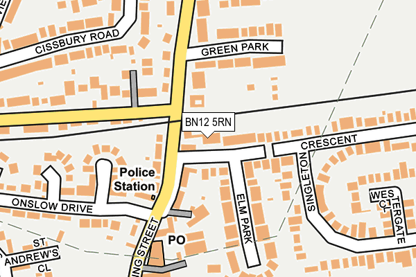 BN12 5RN map - OS OpenMap – Local (Ordnance Survey)