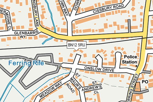 BN12 5RU map - OS OpenMap – Local (Ordnance Survey)