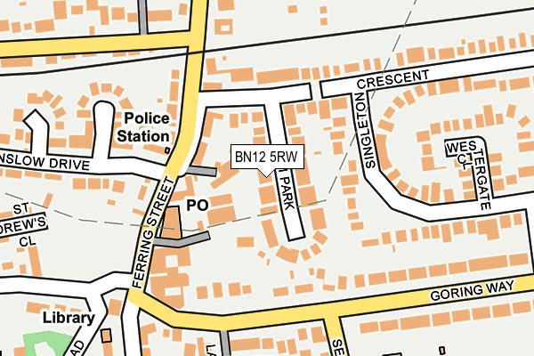BN12 5RW map - OS OpenMap – Local (Ordnance Survey)