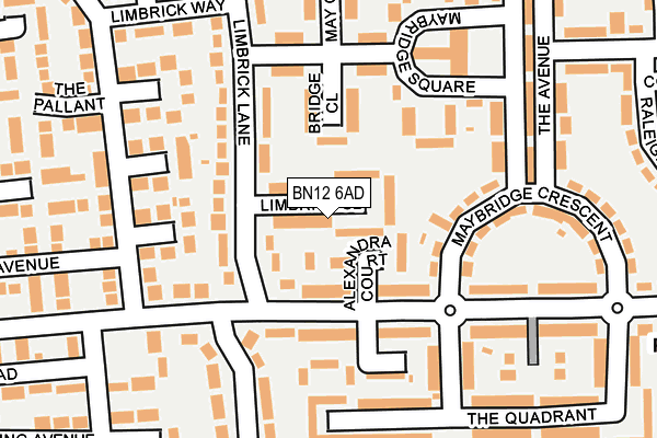 BN12 6AD map - OS OpenMap – Local (Ordnance Survey)