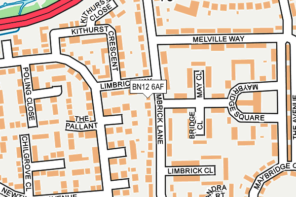 BN12 6AF map - OS OpenMap – Local (Ordnance Survey)