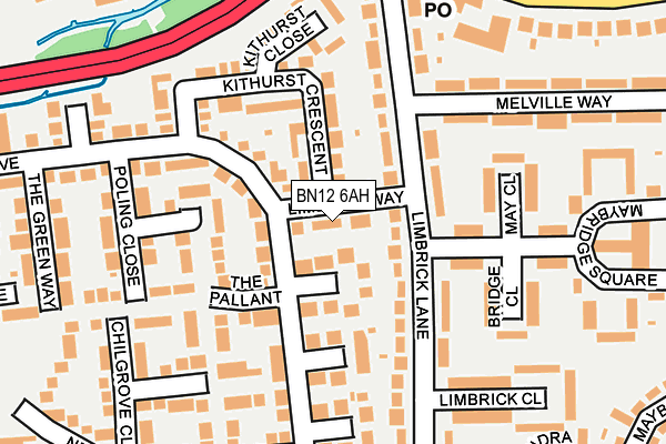 BN12 6AH map - OS OpenMap – Local (Ordnance Survey)