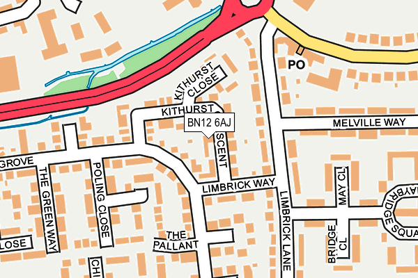BN12 6AJ map - OS OpenMap – Local (Ordnance Survey)