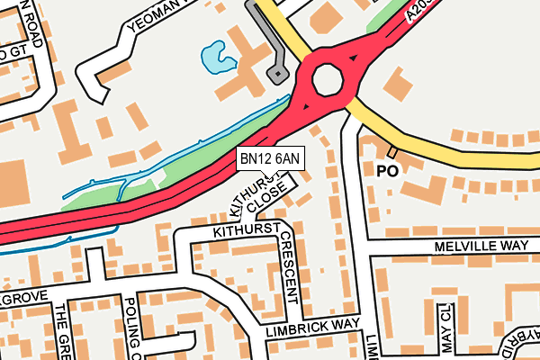 BN12 6AN map - OS OpenMap – Local (Ordnance Survey)