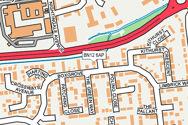 BN12 6AP map - OS OpenMap – Local (Ordnance Survey)