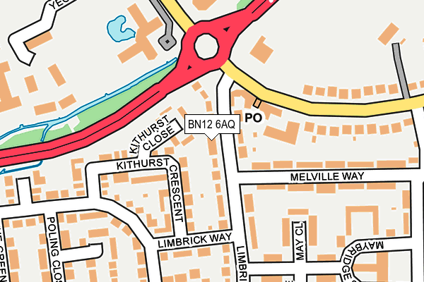 BN12 6AQ map - OS OpenMap – Local (Ordnance Survey)