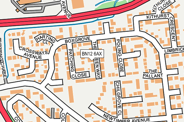 BN12 6AX map - OS OpenMap – Local (Ordnance Survey)