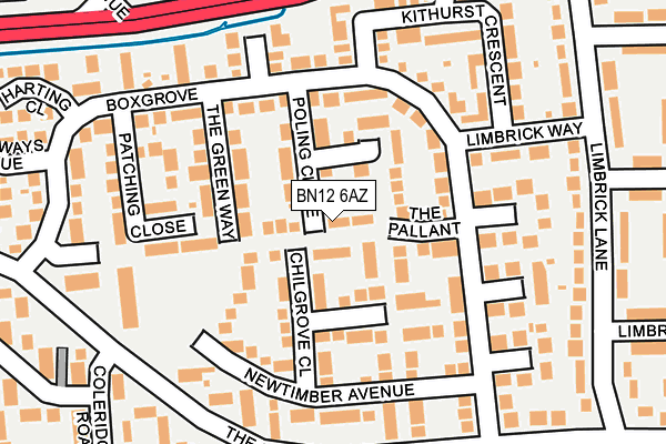 BN12 6AZ map - OS OpenMap – Local (Ordnance Survey)