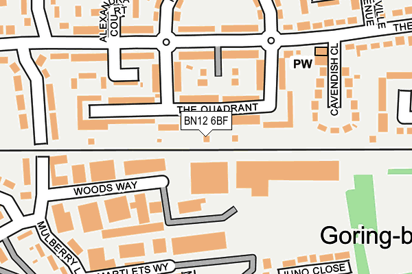 BN12 6BF map - OS OpenMap – Local (Ordnance Survey)