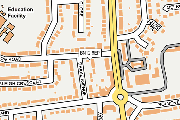 BN12 6EP map - OS OpenMap – Local (Ordnance Survey)