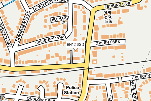 BN12 6GD map - OS OpenMap – Local (Ordnance Survey)