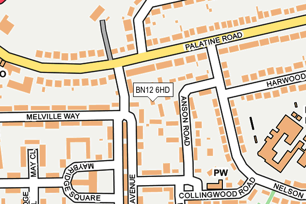 BN12 6HD map - OS OpenMap – Local (Ordnance Survey)