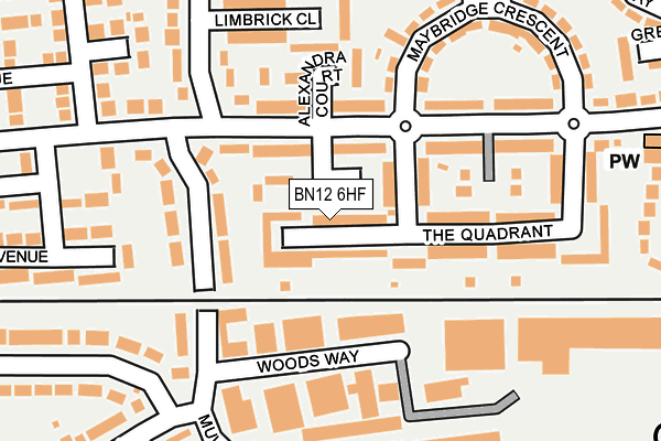 BN12 6HF map - OS OpenMap – Local (Ordnance Survey)