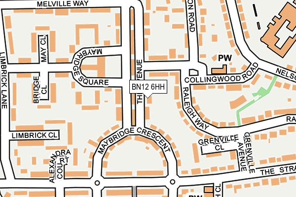 BN12 6HH map - OS OpenMap – Local (Ordnance Survey)