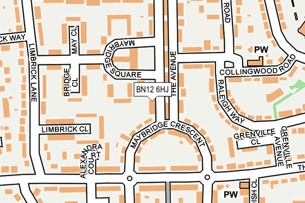 BN12 6HJ map - OS OpenMap – Local (Ordnance Survey)