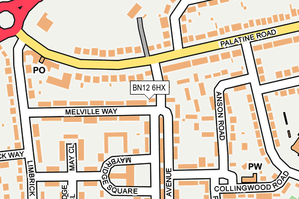 BN12 6HX map - OS OpenMap – Local (Ordnance Survey)