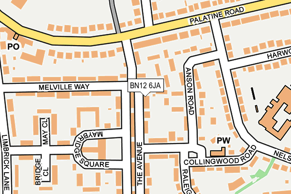 BN12 6JA map - OS OpenMap – Local (Ordnance Survey)