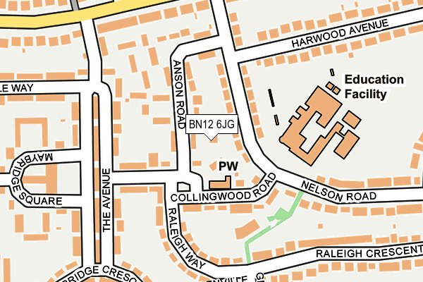 BN12 6JG map - OS OpenMap – Local (Ordnance Survey)
