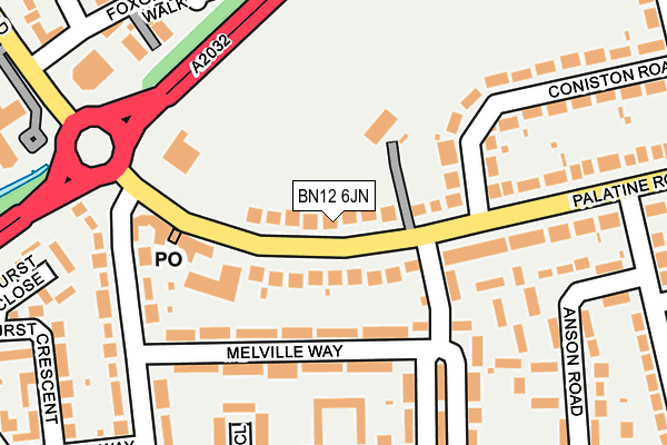 BN12 6JN map - OS OpenMap – Local (Ordnance Survey)
