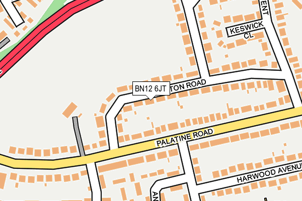 BN12 6JT map - OS OpenMap – Local (Ordnance Survey)