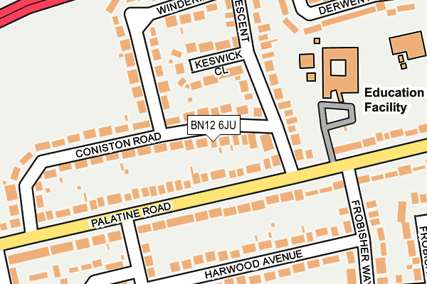 BN12 6JU map - OS OpenMap – Local (Ordnance Survey)