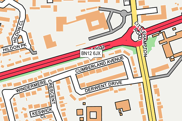 BN12 6JX map - OS OpenMap – Local (Ordnance Survey)