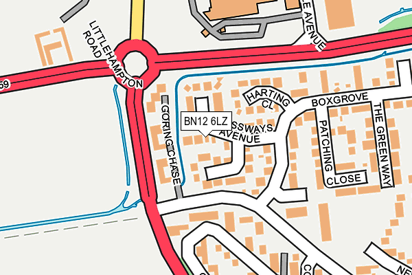 BN12 6LZ map - OS OpenMap – Local (Ordnance Survey)