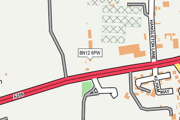 BN12 6PW map - OS OpenMap – Local (Ordnance Survey)