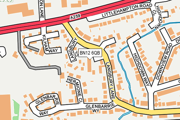 BN12 6QB map - OS OpenMap – Local (Ordnance Survey)