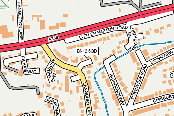 BN12 6QD map - OS OpenMap – Local (Ordnance Survey)