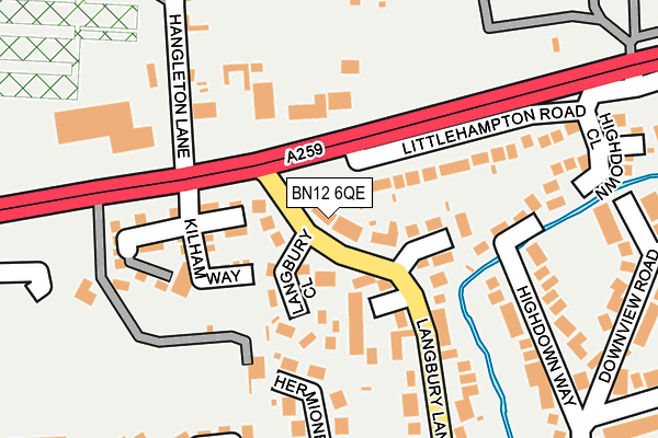 BN12 6QE map - OS OpenMap – Local (Ordnance Survey)
