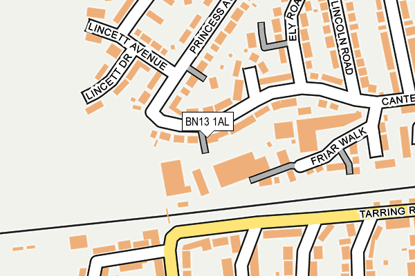 BN13 1AL map - OS OpenMap – Local (Ordnance Survey)