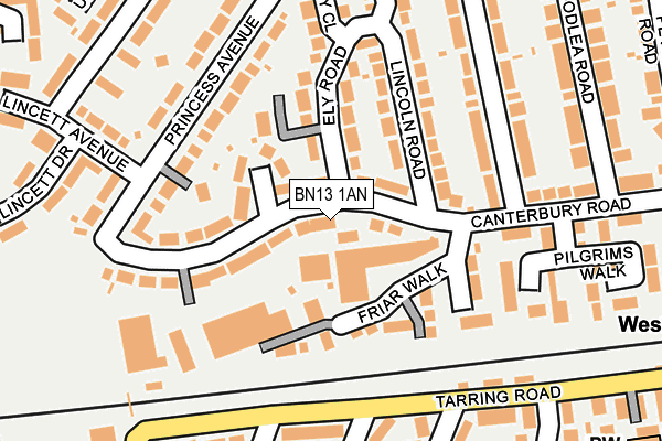 BN13 1AN map - OS OpenMap – Local (Ordnance Survey)