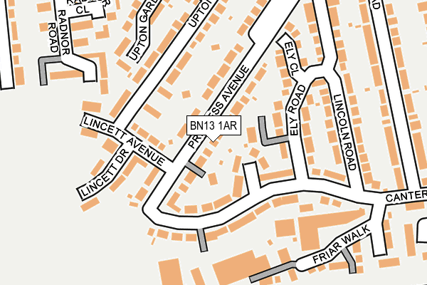 BN13 1AR map - OS OpenMap – Local (Ordnance Survey)