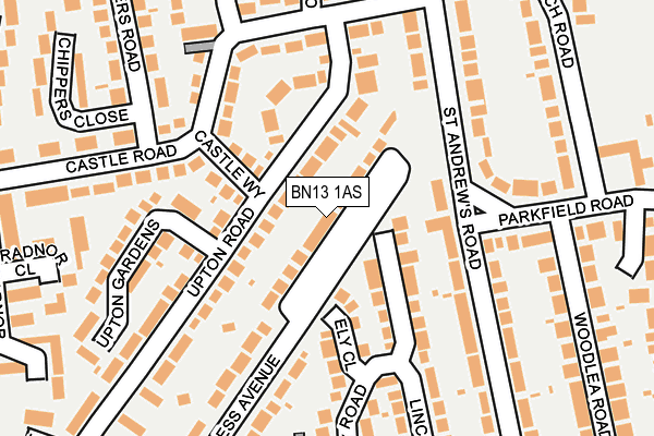 BN13 1AS map - OS OpenMap – Local (Ordnance Survey)