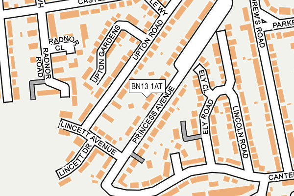 BN13 1AT map - OS OpenMap – Local (Ordnance Survey)