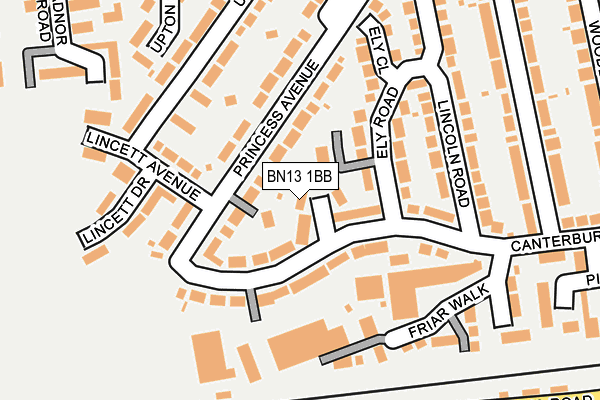 BN13 1BB map - OS OpenMap – Local (Ordnance Survey)