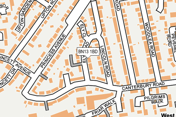 BN13 1BD map - OS OpenMap – Local (Ordnance Survey)