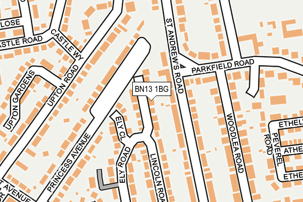 BN13 1BG map - OS OpenMap – Local (Ordnance Survey)