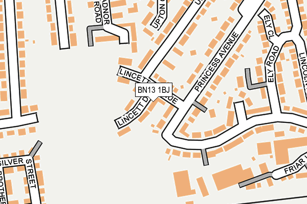BN13 1BJ map - OS OpenMap – Local (Ordnance Survey)