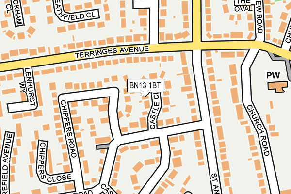 BN13 1BT map - OS OpenMap – Local (Ordnance Survey)