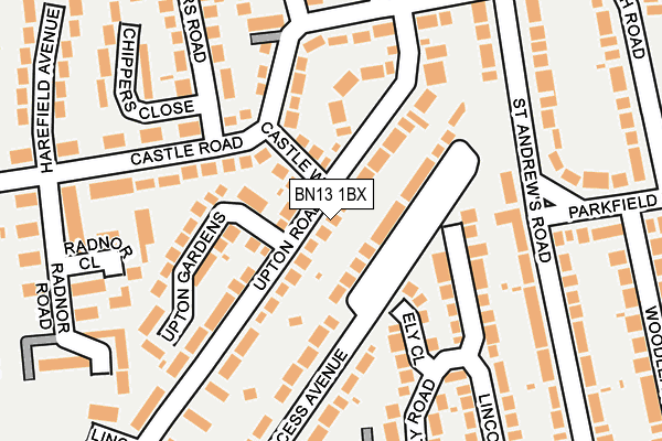 BN13 1BX map - OS OpenMap – Local (Ordnance Survey)