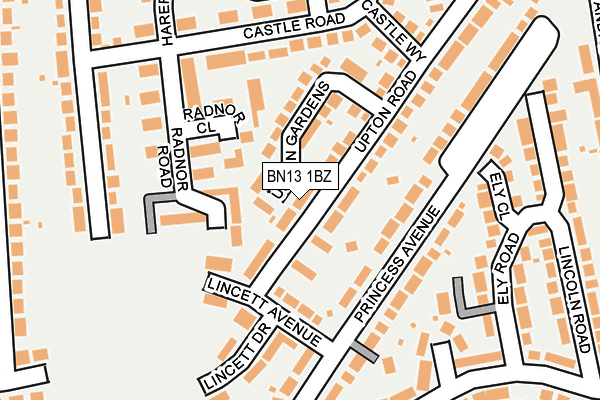 BN13 1BZ map - OS OpenMap – Local (Ordnance Survey)