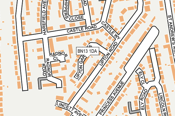 BN13 1DA map - OS OpenMap – Local (Ordnance Survey)