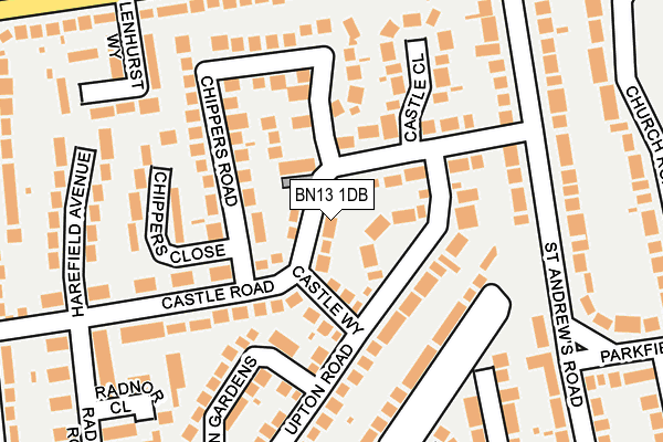 BN13 1DB map - OS OpenMap – Local (Ordnance Survey)