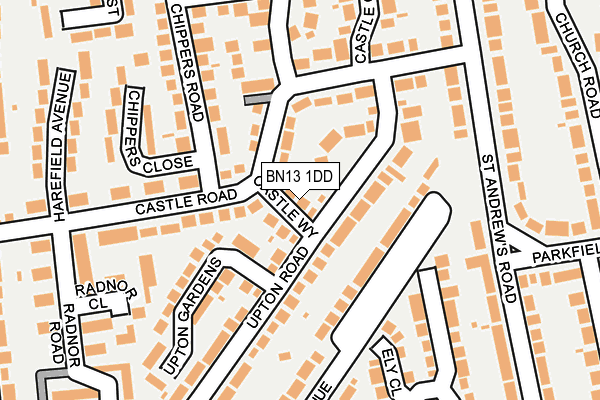 BN13 1DD map - OS OpenMap – Local (Ordnance Survey)
