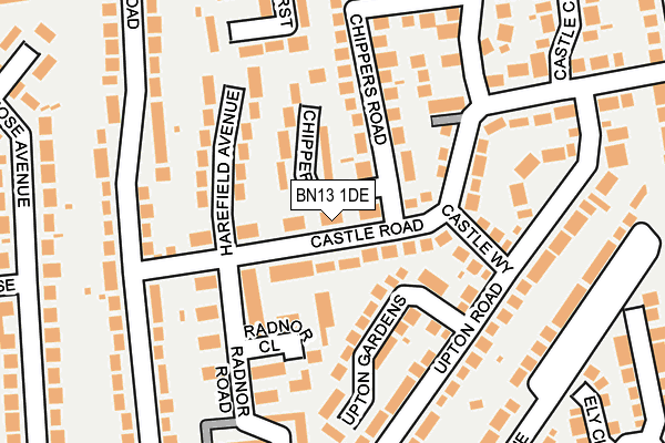BN13 1DE map - OS OpenMap – Local (Ordnance Survey)