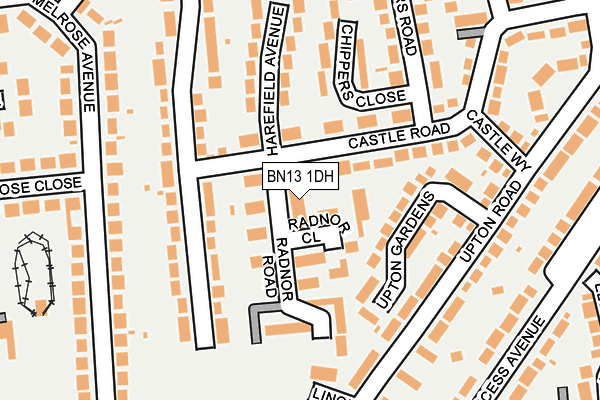 BN13 1DH map - OS OpenMap – Local (Ordnance Survey)